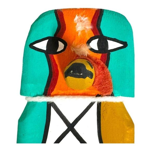 Vintage Hopi Puchtihu Eagle Doll Oldest Form Kachina Talavai Doll Carved Wood - Picture 7 of 7